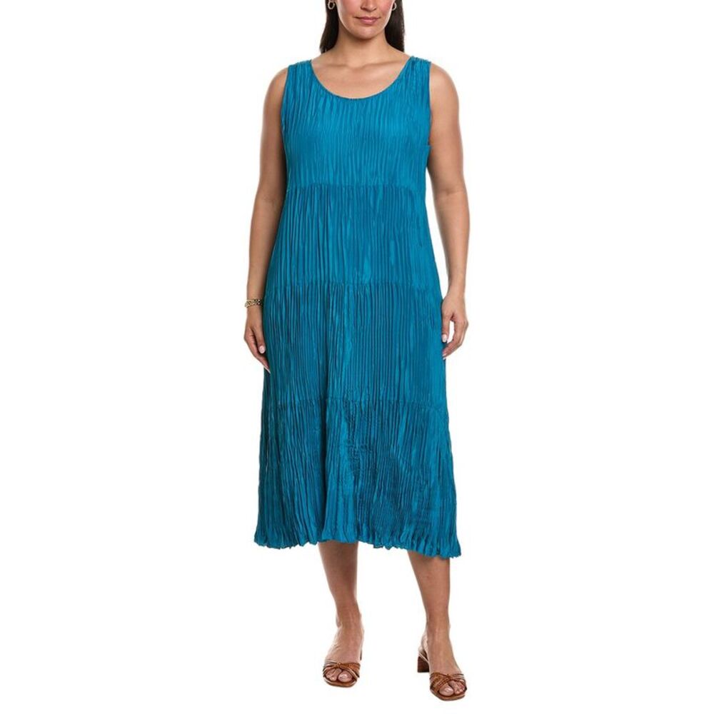 Eileen Fisher Womens  Pleated Silk Flare Dress